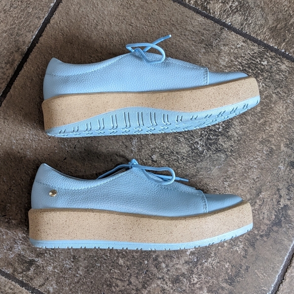 Made In Peru Ego Leather Platform Lace Up Sneaker Shoes Size 5.5/6 Blue - Picture 8 of 15